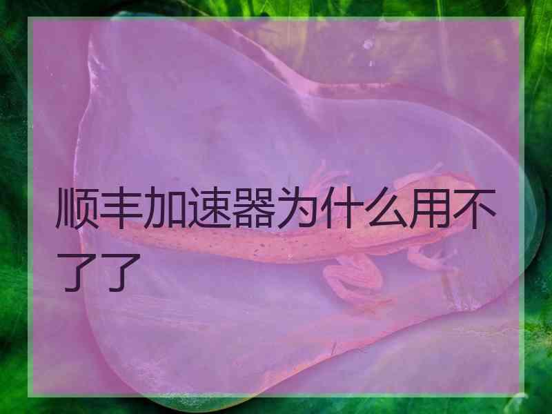 顺丰加速器为什么用不了了