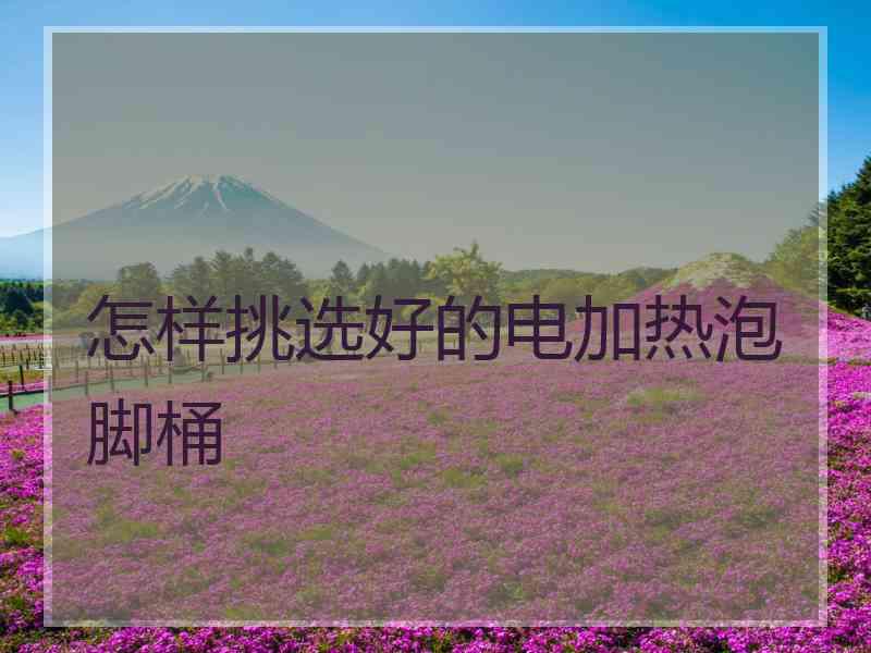 怎样挑选好的电加热泡脚桶