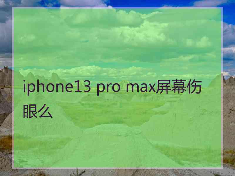 iphone13 pro max屏幕伤眼么