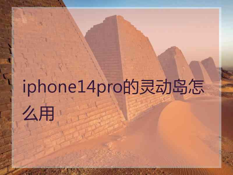 iphone14pro的灵动岛怎么用