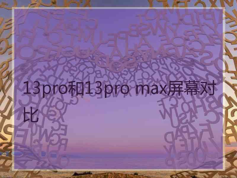 13pro和13pro max屏幕对比