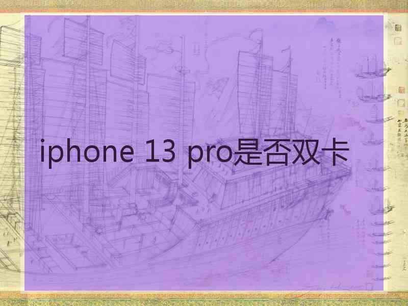 iphone 13 pro是否双卡