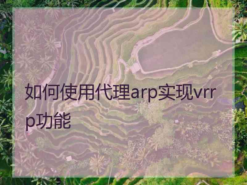 如何使用代理arp实现vrrp功能