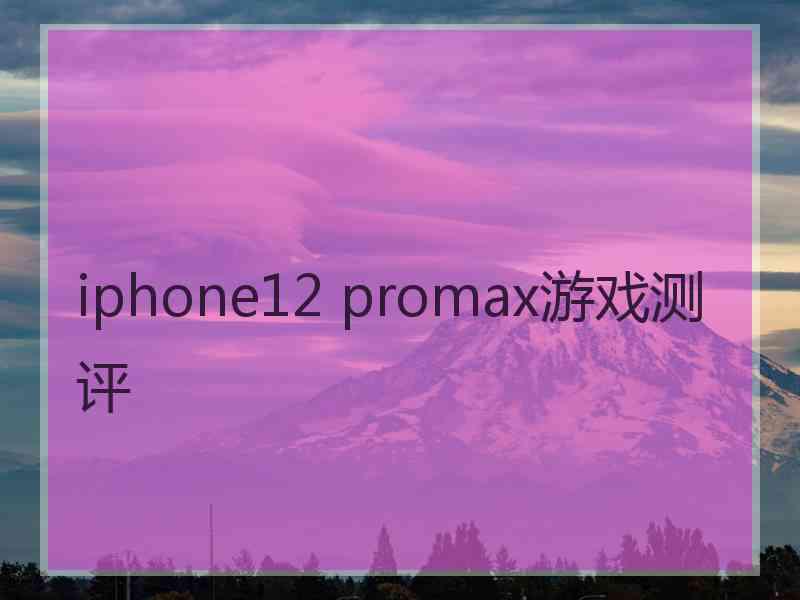 iphone12 promax游戏测评