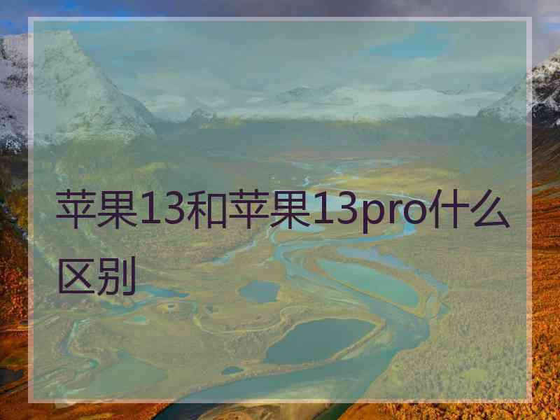 苹果13和苹果13pro什么区别