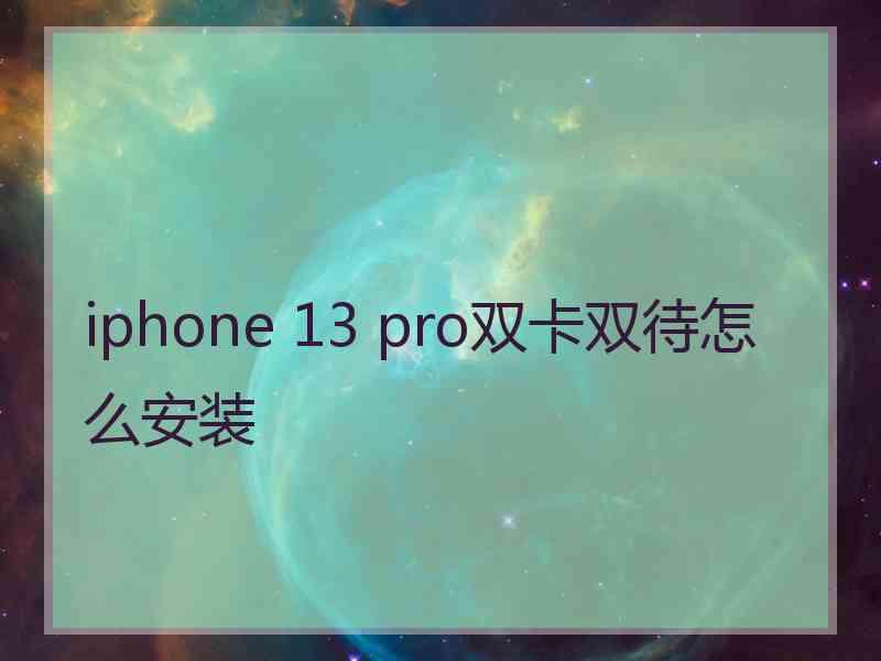 iphone 13 pro双卡双待怎么安装