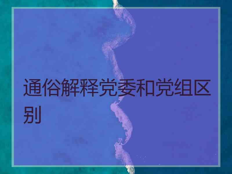 通俗解释党委和党组区别