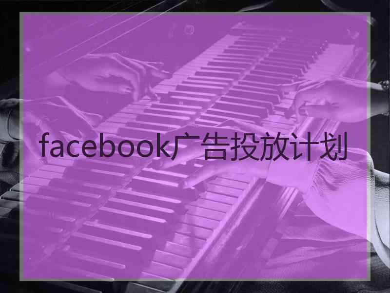 facebook广告投放计划