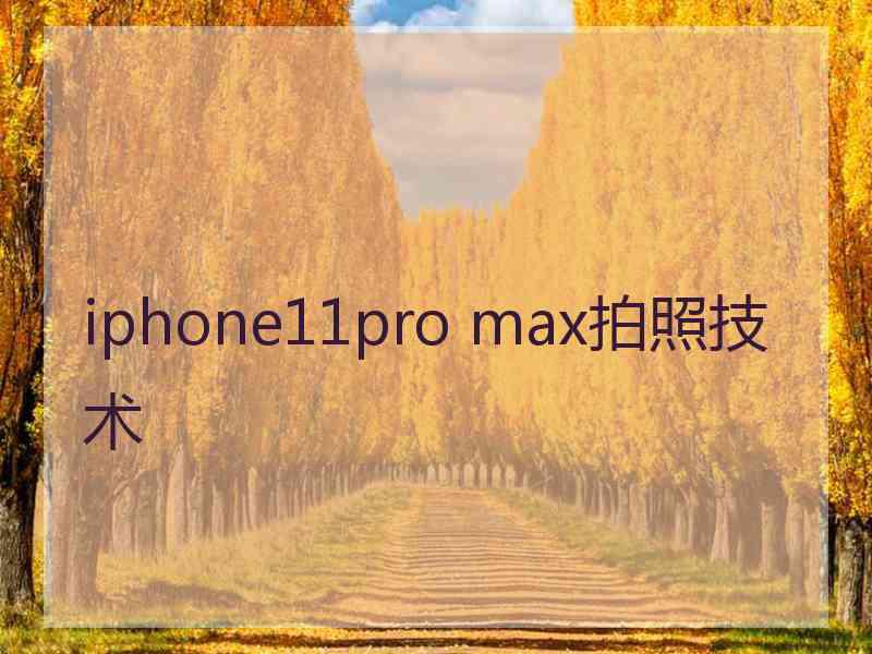 iphone11pro max拍照技术