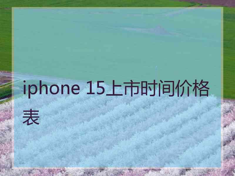 iphone 15上市时间价格表