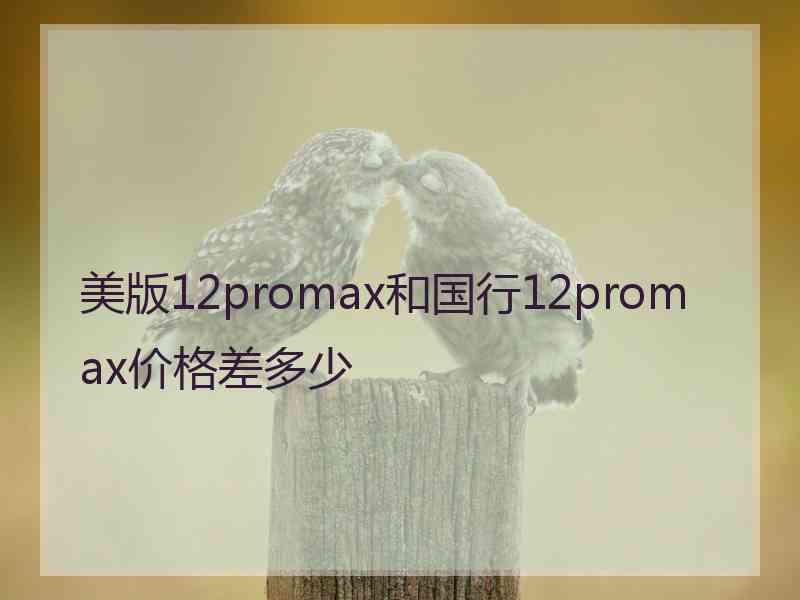 美版12promax和国行12promax价格差多少