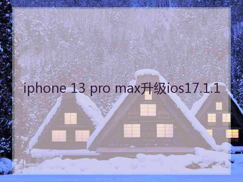 iphone 13 pro max升级ios17.1.1