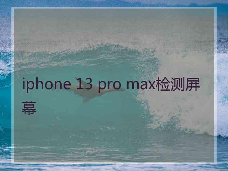 iphone 13 pro max检测屏幕