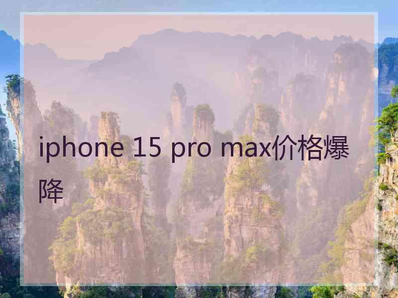 iphone 15 pro max价格爆降