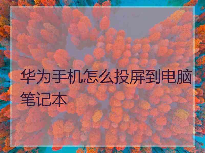 华为手机怎么投屏到电脑笔记本