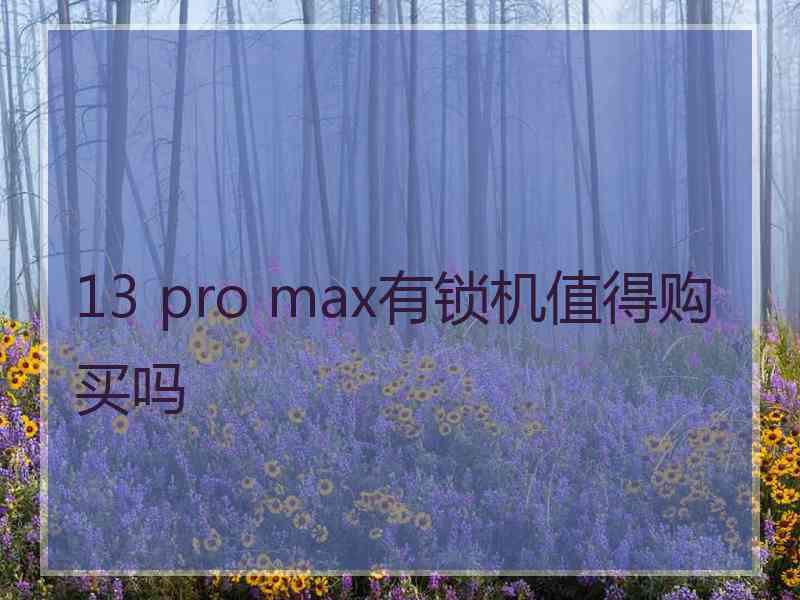 13 pro max有锁机值得购买吗