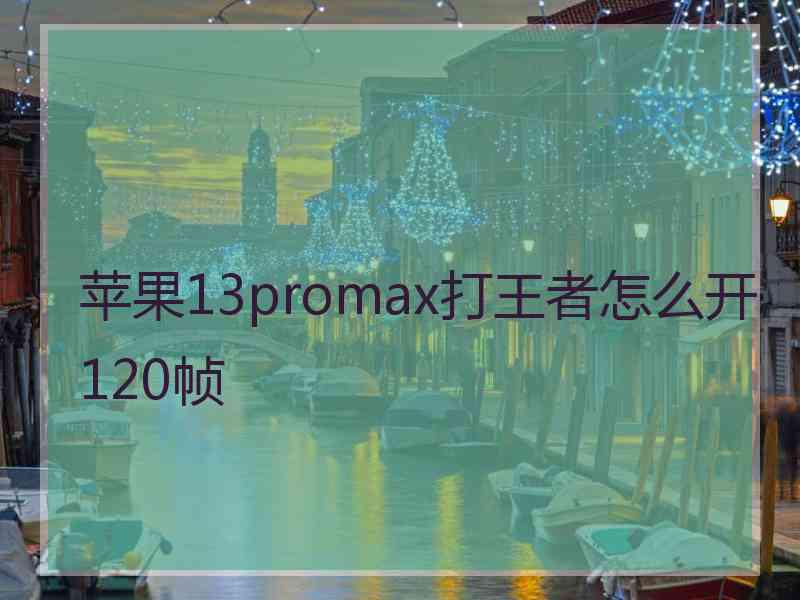 苹果13promax打王者怎么开120帧