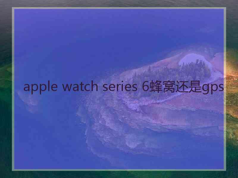 apple watch series 6蜂窝还是gps