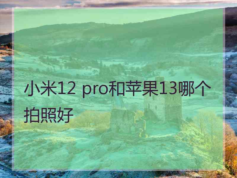 小米12 pro和苹果13哪个拍照好