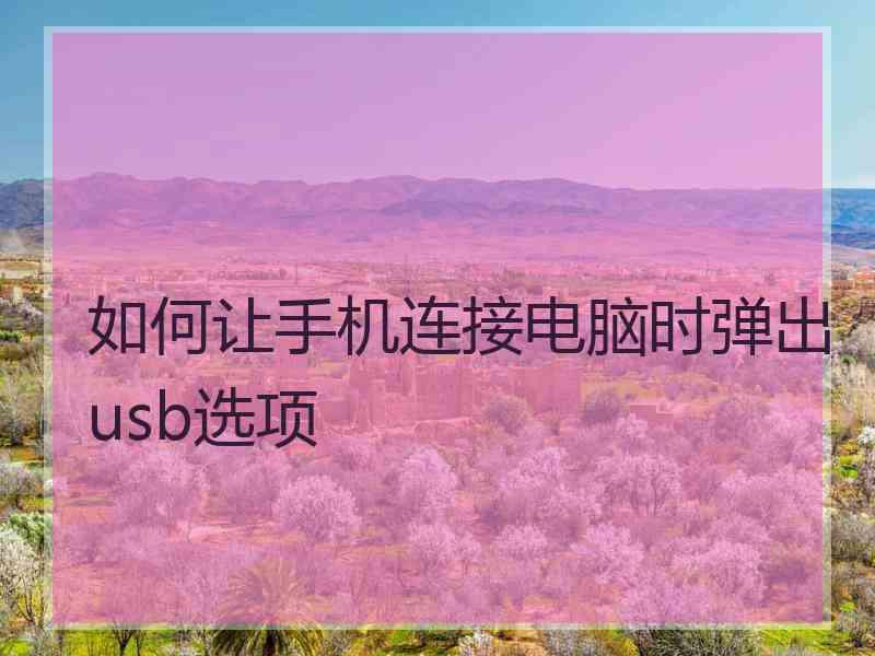 如何让手机连接电脑时弹出usb选项