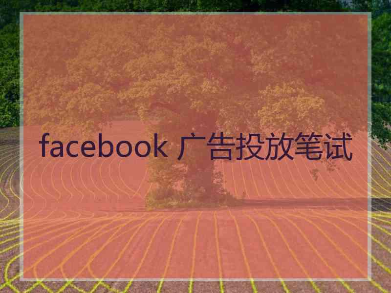 facebook 广告投放笔试