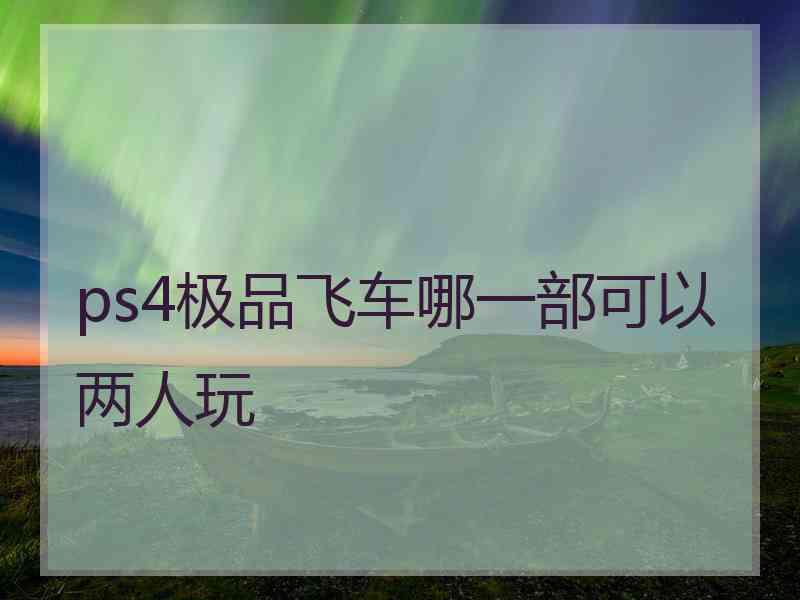 ps4极品飞车哪一部可以两人玩