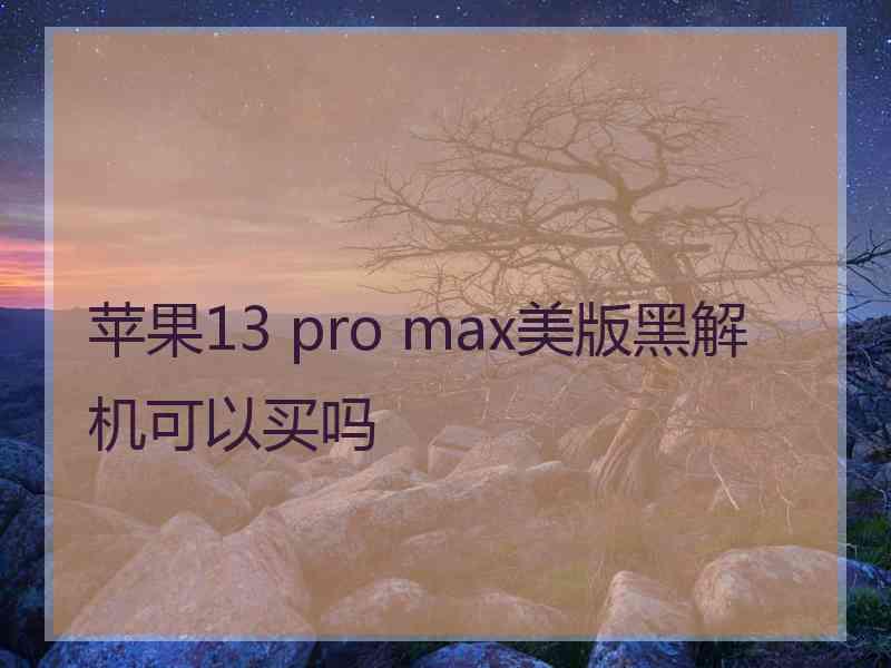 苹果13 pro max美版黑解机可以买吗