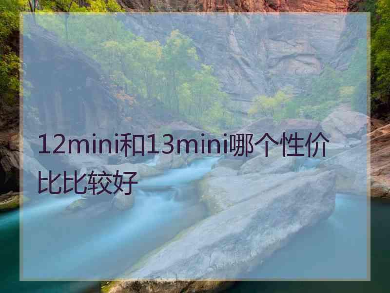 12mini和13mini哪个性价比比较好