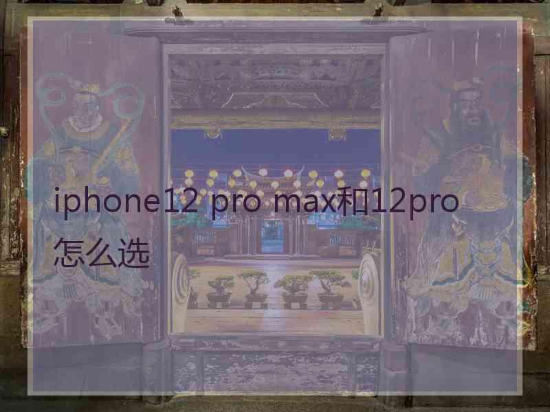 iphone12 pro max和12pro怎么选