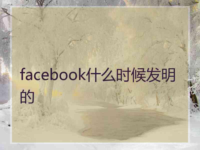 facebook什么时候发明的