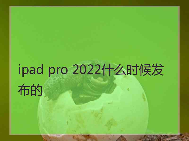 ipad pro 2022什么时候发布的