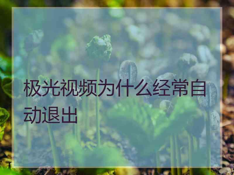 极光视频为什么经常自动退出