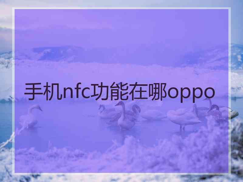 手机nfc功能在哪oppo