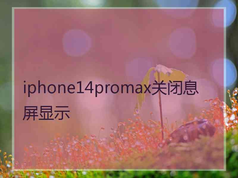 iphone14promax关闭息屏显示