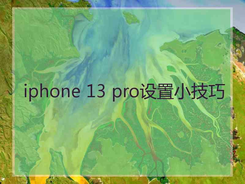 iphone 13 pro设置小技巧