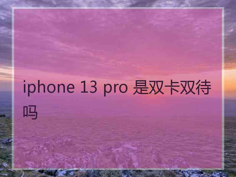 iphone 13 pro 是双卡双待吗