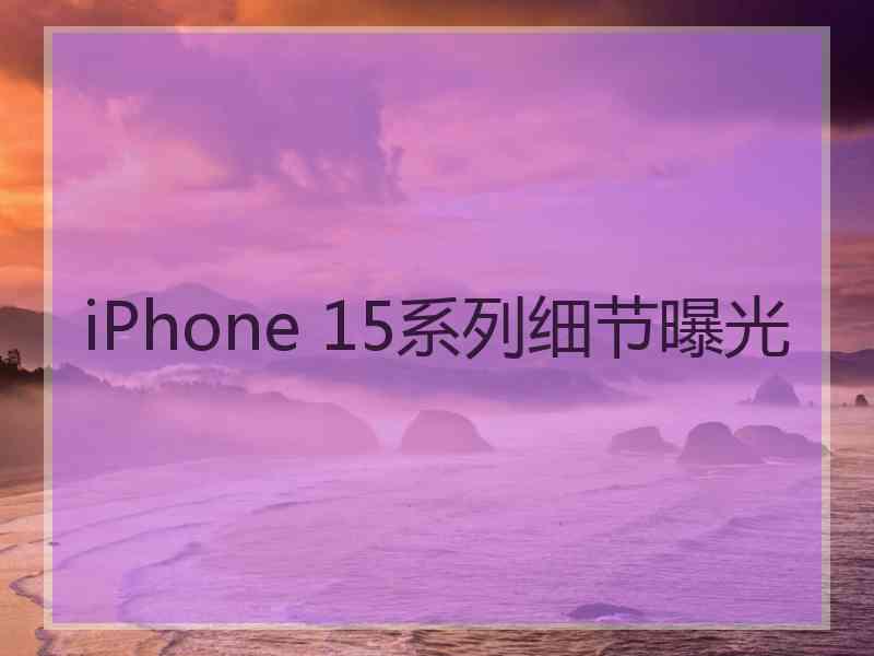 iPhone 15系列细节曝光