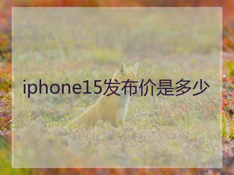 iphone15发布价是多少