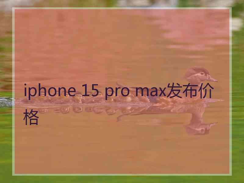 iphone 15 pro max发布价格