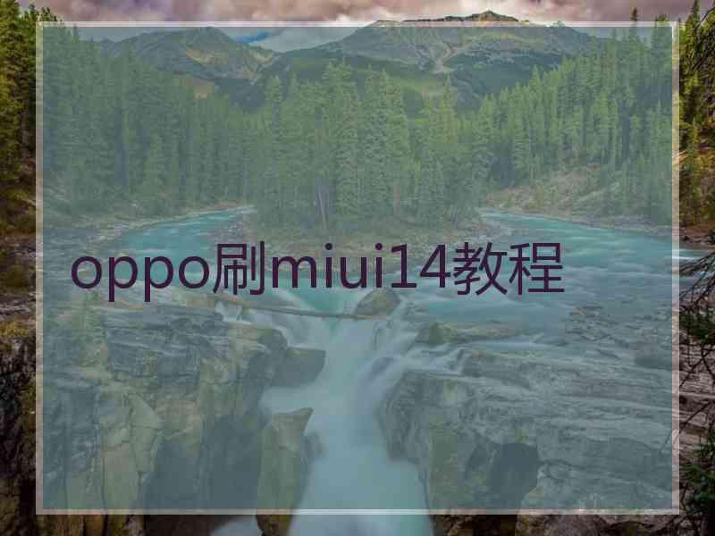 oppo刷miui14教程