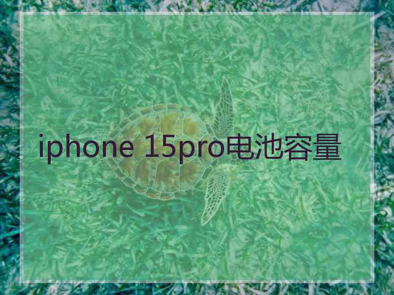 iphone 15pro电池容量