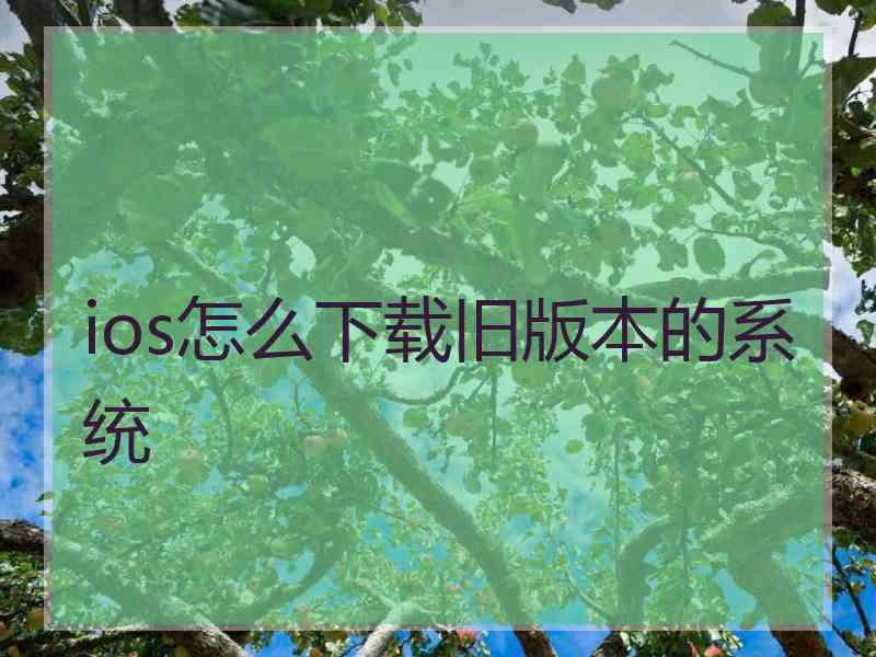 ios怎么下载旧版本的系统