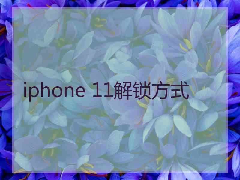 iphone 11解锁方式