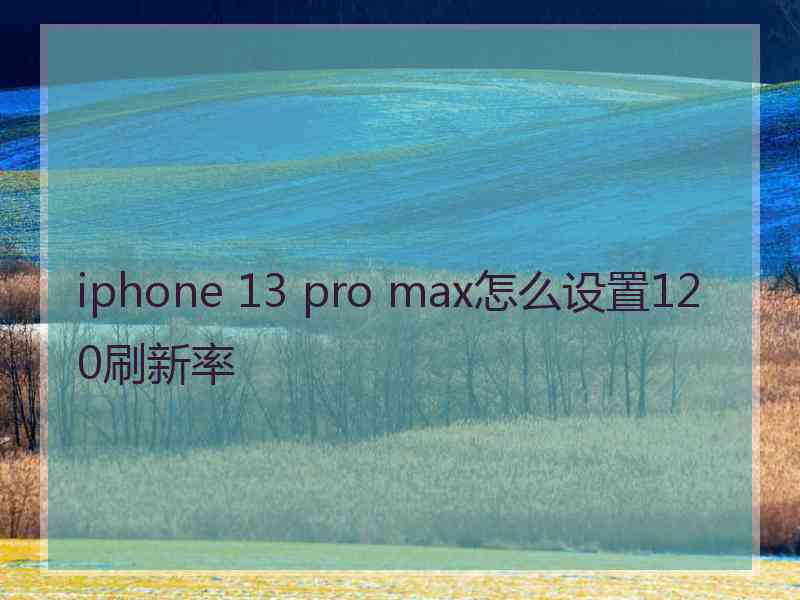 iphone 13 pro max怎么设置120刷新率