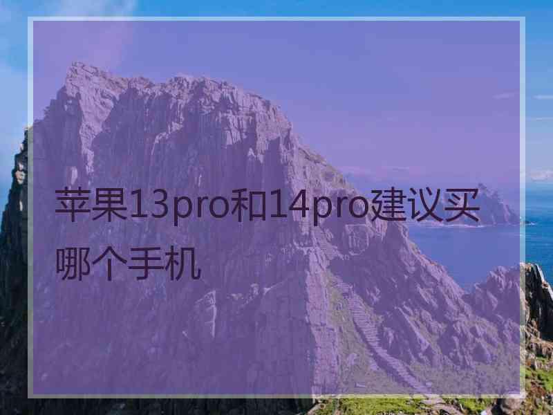 苹果13pro和14pro建议买哪个手机