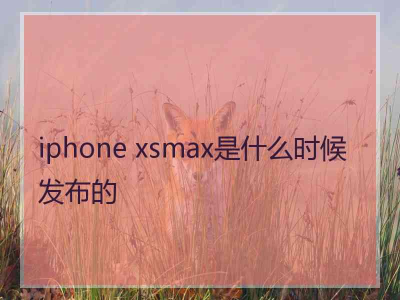 iphone xsmax是什么时候发布的