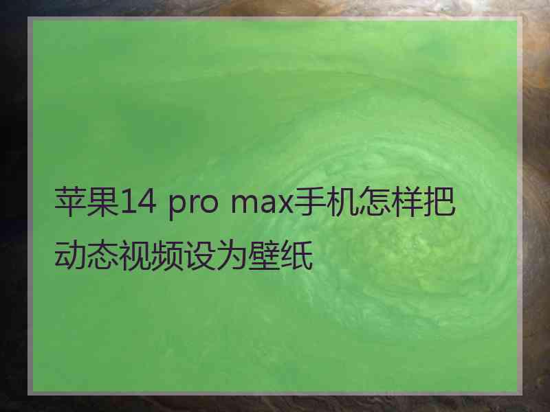 苹果14 pro max手机怎样把动态视频设为壁纸