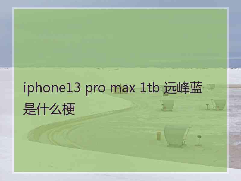 iphone13 pro max 1tb 远峰蓝是什么梗