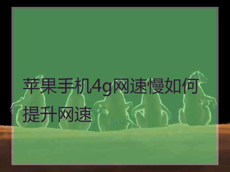 苹果手机4g网速慢如何提升网速