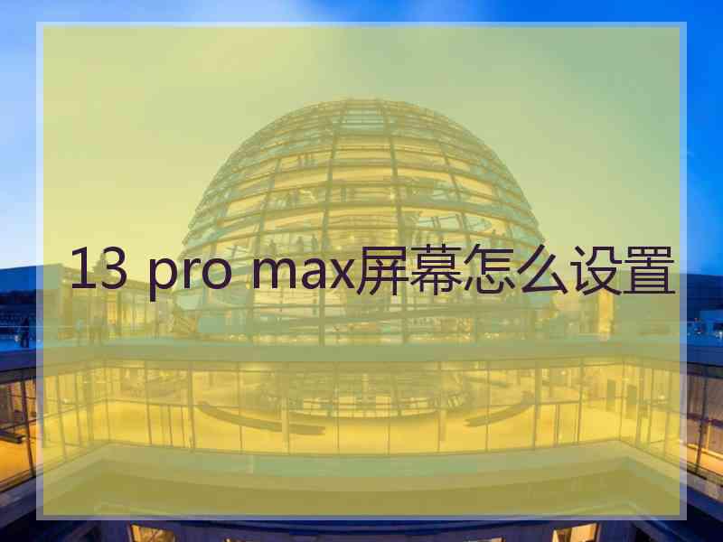 13 pro max屏幕怎么设置